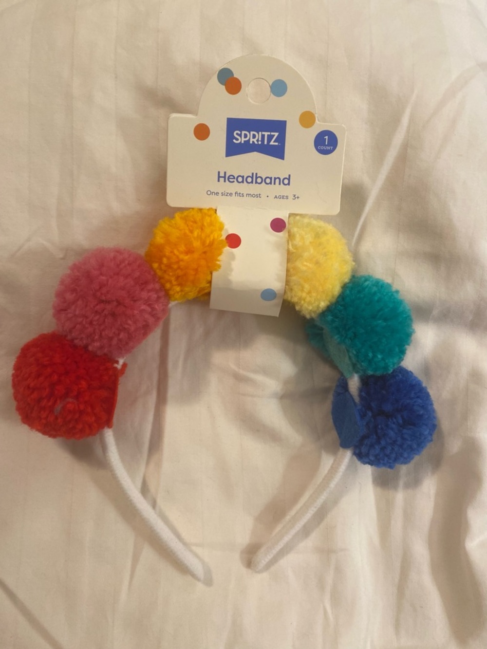 Spritz Multicolor Pom-Pom Headband in Red, Pink, Yellow, Teal, Blue